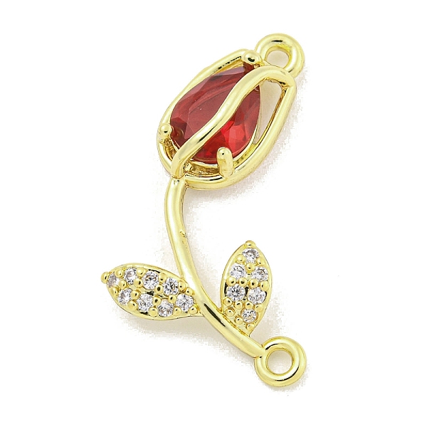 

PandaHall Rack Plating Brass Micro Pave Clear Cubic Zirconia Flower Connertor Charms, Rose Glass Links, Real 18K Gold Plated, Cadmium Free &..., Red