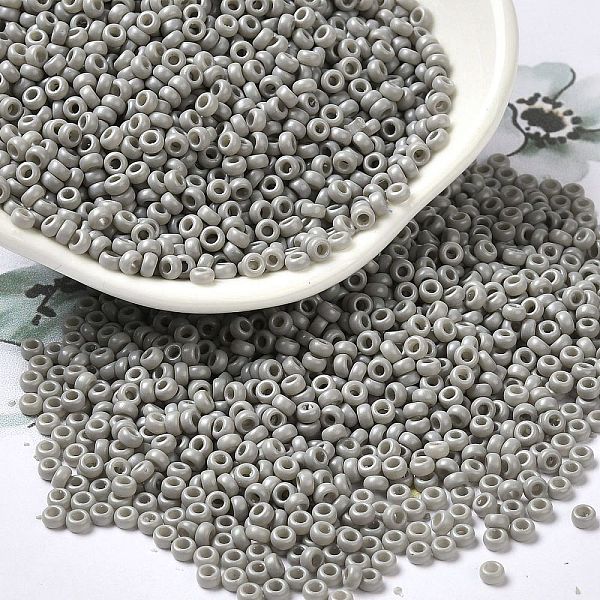 

PandaHall Baking Paint Glass Seed Beads, Donut, Slate Gray, 8/0, 2.5~3x1~1.5mm, Hole: 1~1.2mm, about 40909pcs/1pound Glass Donut