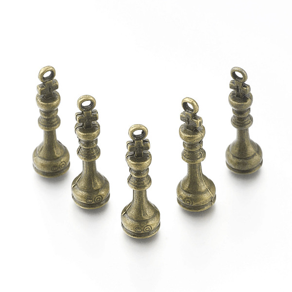 

PandaHall Alloy Chess Pendants, King Chess Pieces, Antique Bronze, 27.5x8mm, Hole: 1.5mm Alloy Others