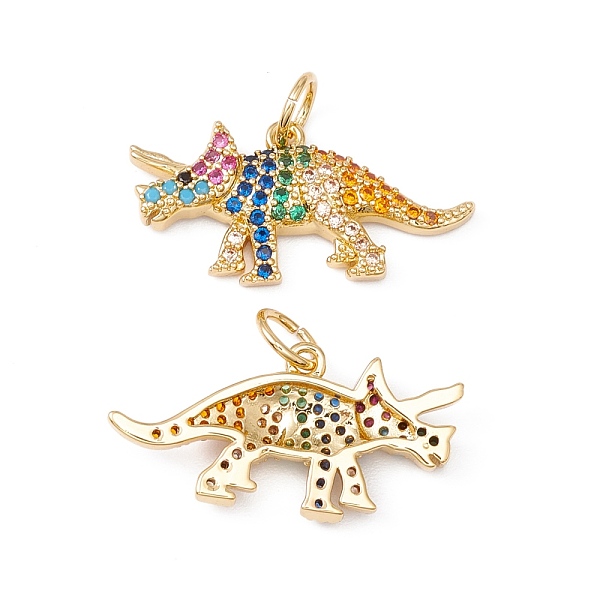 

PandaHall Rack Plating Brass Micro Pave Colorful Cubic Zirconia Pendants, with Jump Ring, Cadmium Free & Nickel Free & Lead Free, Real 18K...