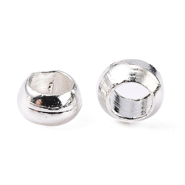 

PandaHall Brass Crimp Beads, Rondelle, Silver Color Plated, 3mm, Hole: 2mm Brass Rondelle