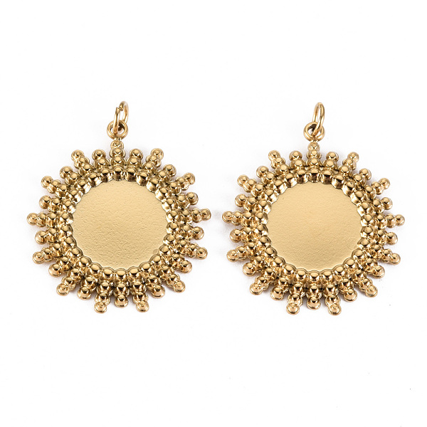 

PandaHall 304 Stainless Steel Pendant Cabochon Settings, with Jump Rings, Flat Round, Real 14K Gold Plated, Tray: 3/8 inch(10mm), 22x20x2mm...