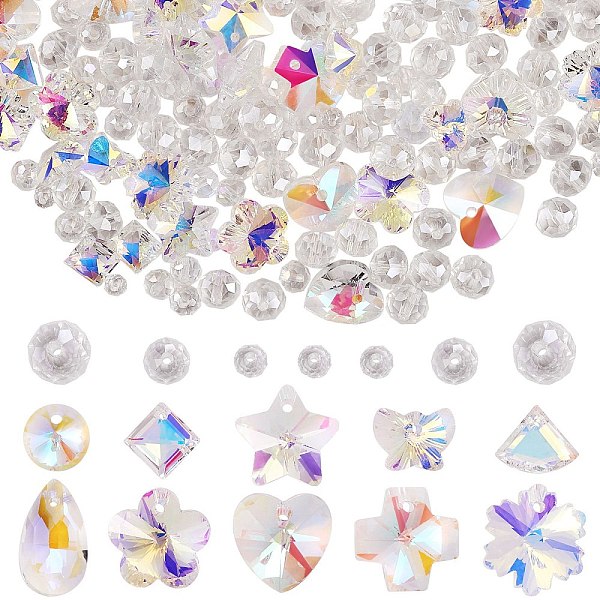 

PandaHall Glass Beads & Charms Set for DIY Jewelry Making Finding Kit, Including Electroplated & Transparent Glass Charms, Electroplate..., Multicolor