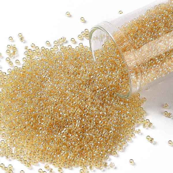 PandaHall TOHO Round Seed Beads, Japanese Seed Beads, (103) Transparent Luster Light Amber, 15/0, 1.5mm, Hole: 0.7mm, about 3000pcs/10g...