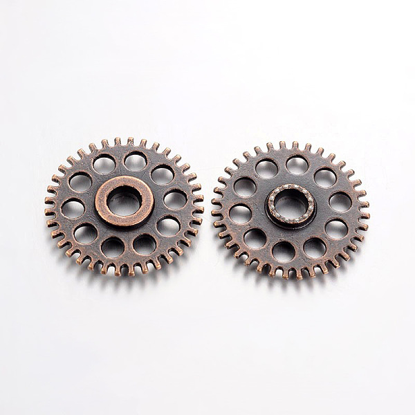 

PandaHall Tibetan Style Alloy Steampunk Chandelier Components, Gear, Cadmium Free & Nickel Free & Lead Free, Red Copper, 26x4mm, Hole: 2mm...