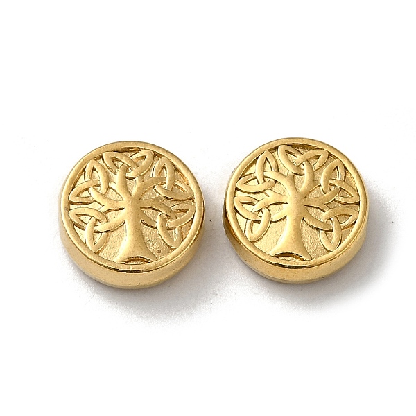 

PandaHall 304 Stainless Steel Beads, Flat Round with Tree of Life, Real 18K Gold Plated, 11x4mm, Hole: 1mm 304 Stainless Steel Flat Round