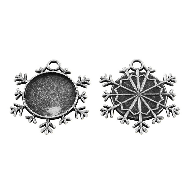 

PandaHall Tibetan Style Alloy Pendant Cabochon Settings, Snowflake, Cadmium Free & Lead Free, Antique Silver, 42x43x3mm, Hole: 5mm, Tray...