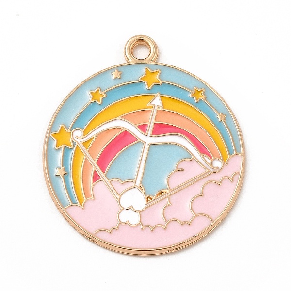 

PandaHall Alloy Enamel Pendants, Flat Round, Light Gold, Rainbow Pattern, 28x24x1mm, Hole: 2mm Alloy+Enamel Rainbow