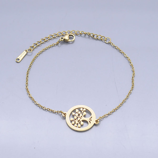 

PandaHall 201 Stainless Steel Link Bracelets, with Lobster Claw Clasps, Tree of Life with Flat Round, Golden, 6-3/4 inch~6-7/8 inch...