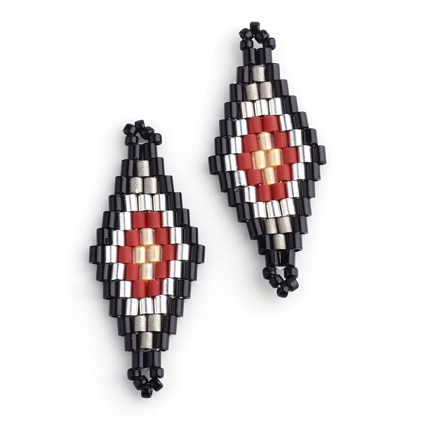 

PandaHall MIYUKI & TOHO Japanese Seed Beads, Handmade Links, Rhombus Loom Pattern, Red, 31~32.5x13~13.5x1.5~2mm, Hole: 1mm Glass Rhombus Red