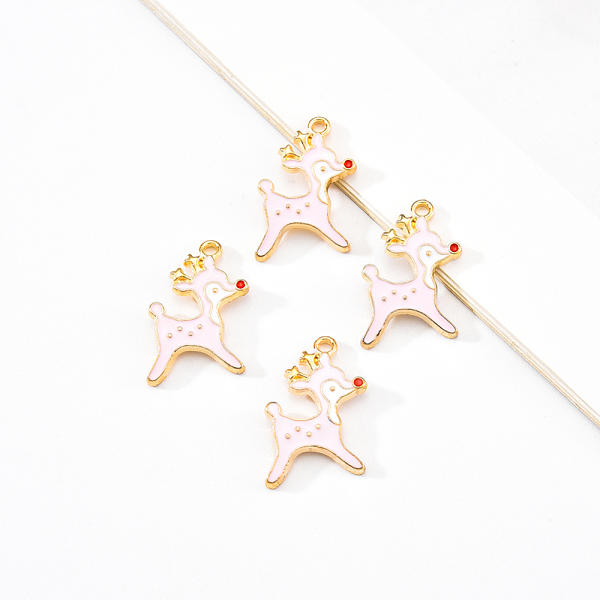 20Pcs Light Gold Alloy Enamel Pendants