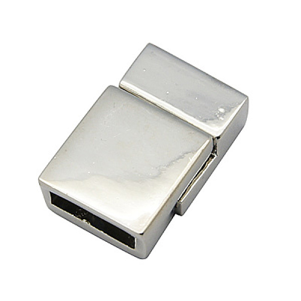 

PandaHall Alloy Magnetic Clasps with Glue-in Ends, Rectangle, Platinum, 13x20x6.5mm, Hole: 3x10mm Alloy Rectangle