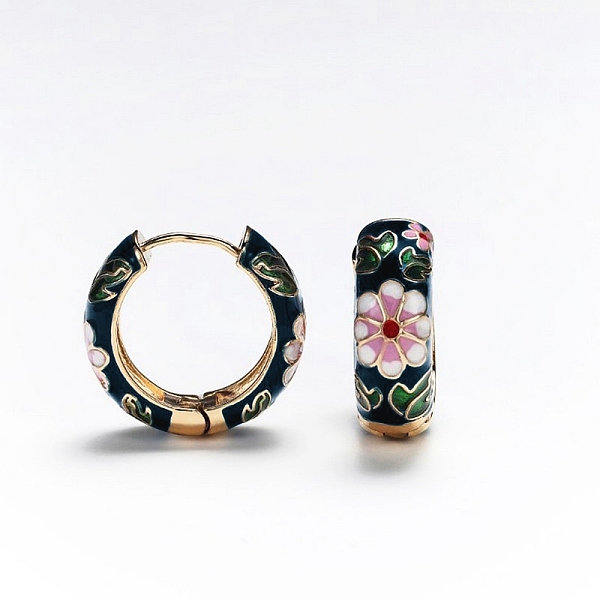 Boucles d'oreilles créoles à motif de fleurs en laiton
