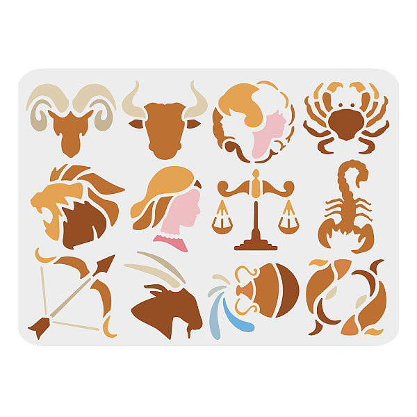 PandaHall FINGERINSPIRE Horoscope Drawing Stencil 29.7x21cm Reusable Twelve Constellations Stencil for Painting Zodiac Glyphs Symbols...