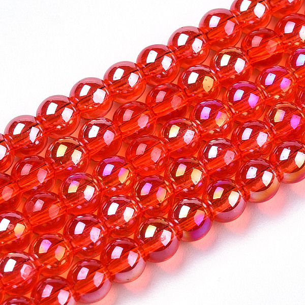 

PandaHall Electroplate Transparent Glass Beads Strands, AB Color Plated, Round, Red, 4~4.5mm, Hole: 0.8mm, about 97~99pcs/strand, 14.76...