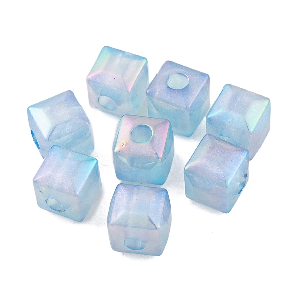 

PandaHall UV Plating Rainbow Iridescent Acrylic Beads, Faceted Cube, Light Sky Blue, 11.5x12.5x12.5mm, Hole: 4.3mm Acrylic Cube