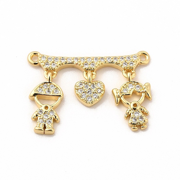 

PandaHall Rack Plating Brass Micro Pave Clear Cubic Zirconia Heart Connector Charms, Cadmium Free & Lead Free, Real 18K Gold Plated...