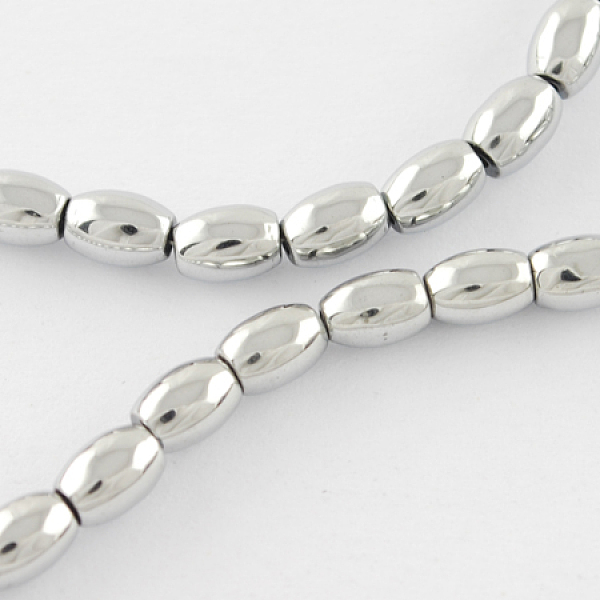 

PandaHall Non-magnetic Synthetic Hematite Beads Strands, Grade A, Oval, Platinum Plated, 8x5x5mm, Hole: 1mm, 50pcs/strand, 15.5 inch...