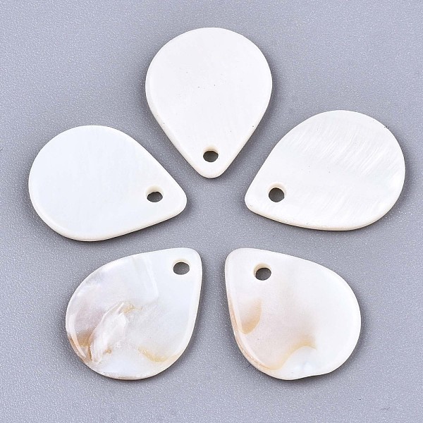 

PandaHall Natural Freshwater Shell Charms, Teardrop, Seashell Color, 18.5x14x2mm, Hole: 1.8mm Freshwater Shell Teardrop