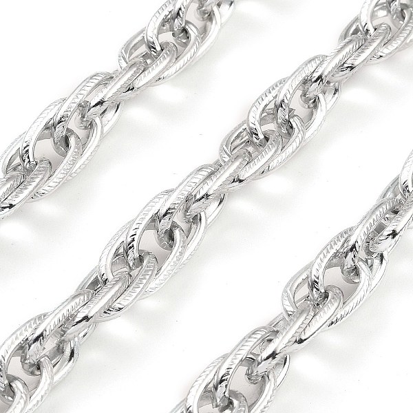 

PandaHall Aluminium Rope Chains, Unwelded, with Spool, Platinum, 16x10x2.5mm, about 16.40 Feet(5m)/Roll Aluminum