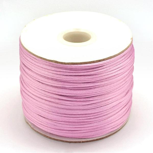 

PandaHall Nylon Thread, Rattail Satin Cord, Flamingo, 1.5mm, about 100yards/roll(300 feet/roll) Nylon Pink