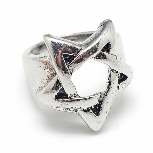 

PandaHall Alloy Finger Rings, Wide Band Rings, Chunky Rings, Star, Size 9, Antique Silver, 19mm Alloy