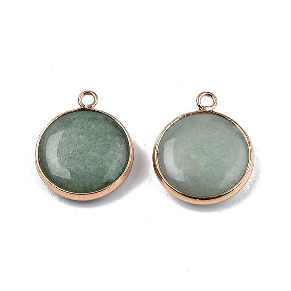 

PandaHall Natural White Jade Pendants, with Light Gold Tone Brass Edge, Dyed & Heated, Flat Round Charm, Green, 23x19x6mm, Hole: 2mm White...