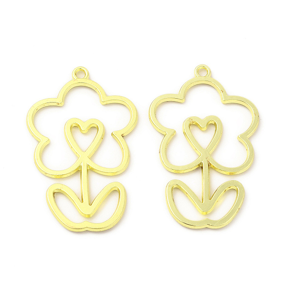

PandaHall Rack Plating Alloy Pendants, Cadmium Free & Nickel Free & Lead Free, Flower Charms, Light Gold, 39x25x1.8mm, Hole: 1.6mm Alloy...