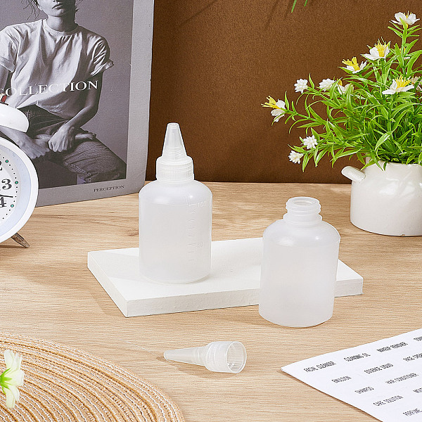 2Pcs Plastic Graduated Glue Bottles
