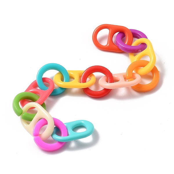 

PandaHall Handmade Acrylic & Plastic Coffee Bean Chains, for Jewelry Making, Colorful, Links: 21x14x2.5mm and 16.5x3mm, 39.37 inch...