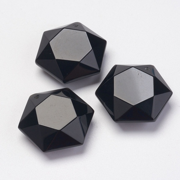

PandaHall Natural Obsidian Pendants, Hexagon, 28~29x25x9~10mm, Hole: 1.5mm Obsidian Hexagon