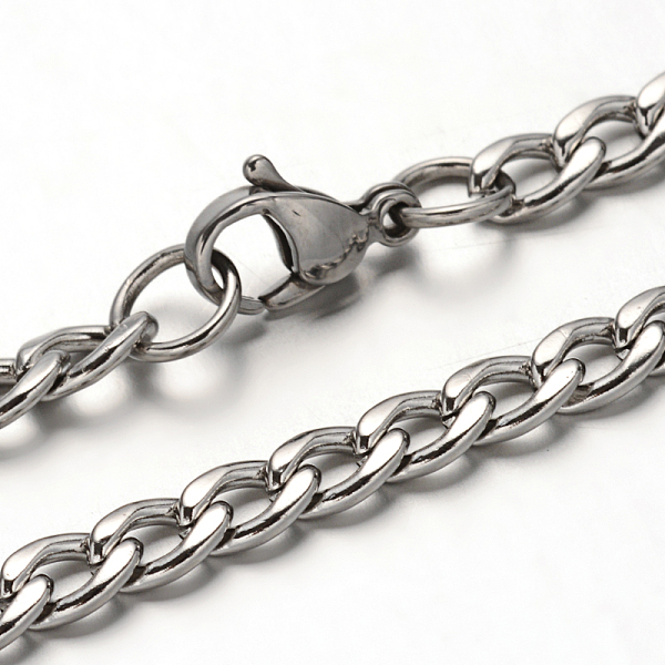 

PandaHall 304 Stainless Steel Curb Chain Necklace, with Lobster Claw Clasps, Stainless Steel Color, 21.6 inch(55cm), 4mm 304 Stainless Steel