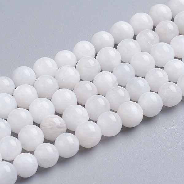 

PandaHall Natural Rainbow Moonstone Beads Strands, Round, White, 8mm, hole: 1mm, 49pcs/strand, 15.74 inch Rainbow Moonstone Round