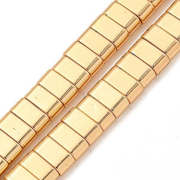 

PandaHall Electroplated Synthetic Non-Magnetic Hematite Beads Strands, Rectangle, 2-Hole, Light Gold Plated, 3x6x3mm, Hole: 1.4mm, about...