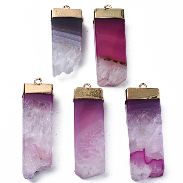 

PandaHall Natural Agate Pendants, Dyed, with Golden Brass Findings, Rack Plating, Nuggets, Camellia, 40~50x14.5~17x7.5~8.5mm, Hole: 1.8mm..., Pink