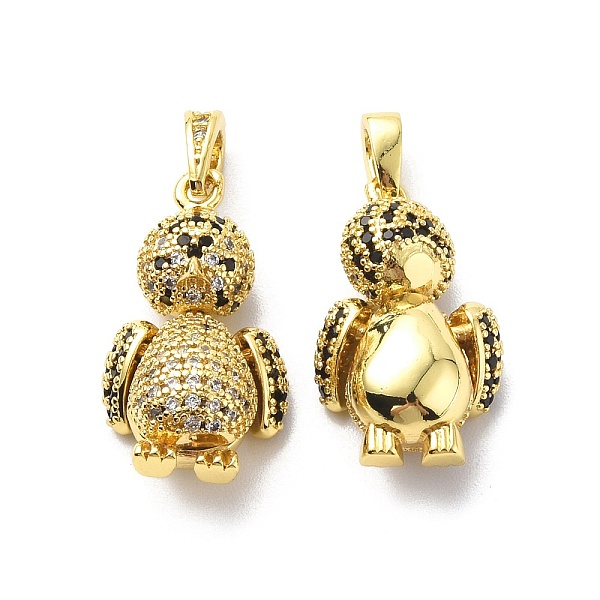 

PandaHall Brass Cubic Zirconia Pendants, Penguin Charm, Mechanical Charm, Real 18K Gold Plated, 23.5x13.5x8.5mm, Hole: 2.5x4.5mm Brass+Cubic..., Clear