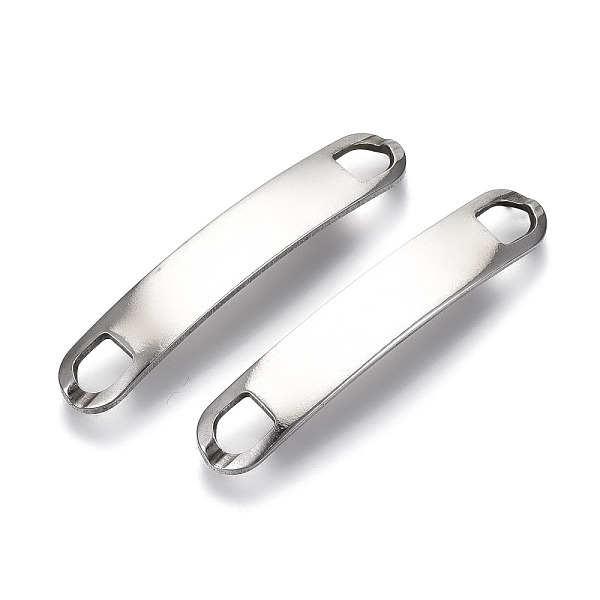 PandaHall 201 Stainless Steel Links Connectors, Stamping Blank Tag, Rectangle Oval, Stainless Steel Color, 34x6x4mm, Hole: 4x3mm 201...