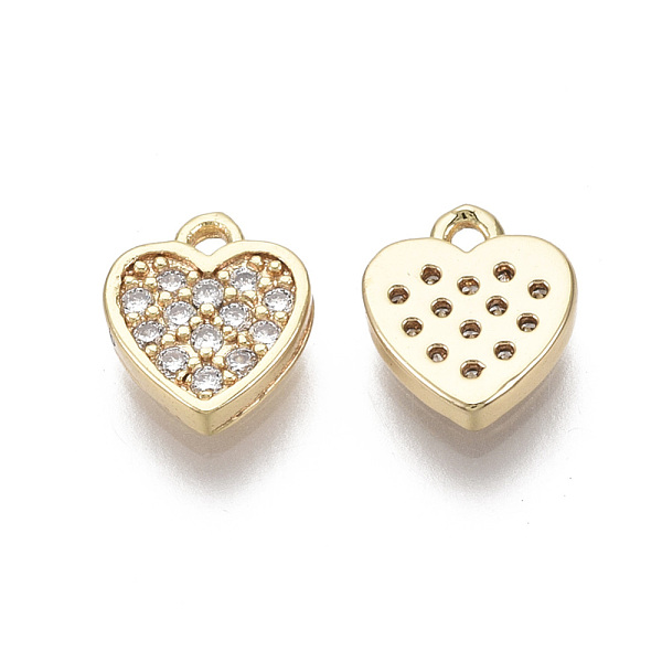 

PandaHall Brass Micro Pave Clear Cubic Zirconia Charms, Nickel Free, Heart, Real 18K Gold Plated, 7.5x7x1.5mm, Hole: 0.9mm Brass+Cubic...