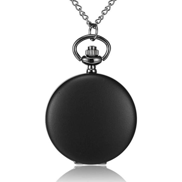 

PandaHall Flat Round Alloy Quartz Pocket Watches, with Iron Chains and Lobster Claw Clasps, Gunmetal, 32.2 inch,Watch Head: 57x41x14mm..., Black