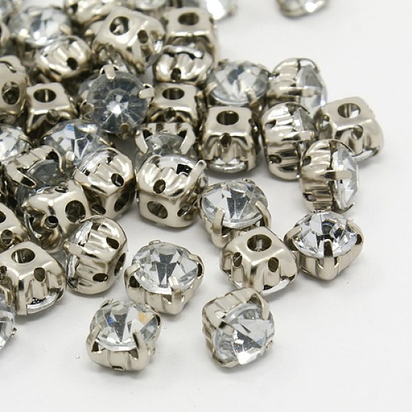 

PandaHall Sew on Rhinestone, Multi-strand Links, Acrylic Rhinestone, with Brass Prong Settings, Garments Accessories, Clear, 6x6x5mm, Hole..., White