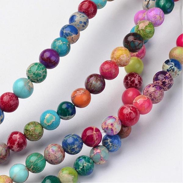 

PandaHall Natural Imperial Jasper Beads Strands, Round, Dyed, Colorful, 6mm, Hole: 1mm, about 62pcs/strand, 15 inch Imperial Jasper Round