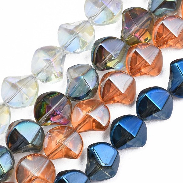 

PandaHall Electroplate Transparent Glass Beads Strands, Half Plated, Twist, Mixed Color, 13x13.5x9mm, Hole: 1.2mm, about 45Pcs/strand, 23.23..., Multicolor