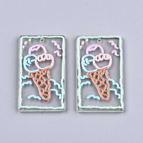 

PandaHall Transparent Clear Acrylic Pendants, 3D Printed, Rectangle with Ice Cream, 41x24x3mm, Hole: 1.6mm Acrylic Rectangle
