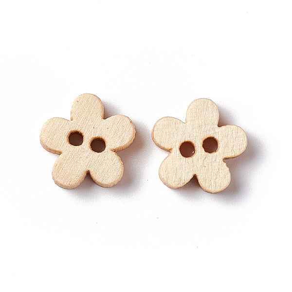 

PandaHall Natural 2-hole Basic Sewing Button in 5-petaled Flower Shape, Wooden Buttons, BurlyWood, about 11mm in diameter,Hole:1mm Wood..., Orange