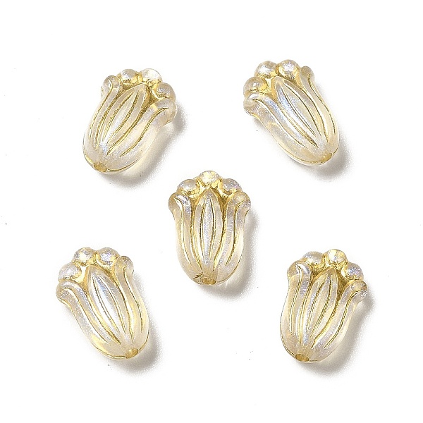 

PandaHall Transparent Acrylic Beads, Golden Metal Enlaced, Flower, Gold, 12x8x5mm, Hole: 1.2mm Acrylic Flower Gold
