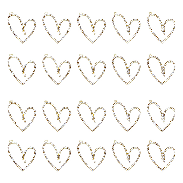 

PandaHall DICOSMETIC 20Pcs Alloy Crystal Rhinestone Pendants, Heart Charms, Light Gold, 37x29x2.5mm, Hole: 1.6mm Alloy+Rhinestone Heart..., Clear