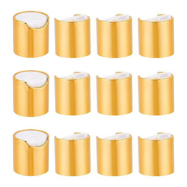 

PandaHall Aluminized Plastic Press Caps, Replacement Disc Top, Dispensing Lotion Bottle Closure, Column, Gold, 28x28mm, Inner Diameter: 24mm...