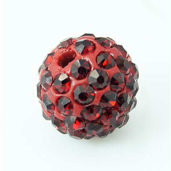 

PandaHall Pave Disco Ball Beads, Polymer Clay Rhinestone Beads, Grade A, Round, Siam, PP12(1.8~1.9mm), 8mm, Hole: 1mm Polymer Clay+Glass..., Red