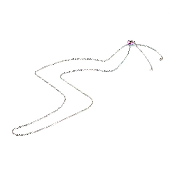 

PandaHall Ion Plating(IP) 304 Stainless Steel Slider Necklace Makings, with Cable Chains and Stopper Beads, Rainbow Color, 23.42 inch...