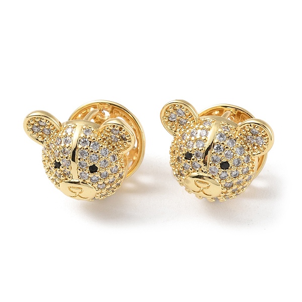 

PandaHall Cubic Zirconia Bear Hoop Earrings, Brass Jewelry for Women, Cadmium Free & Lead Free, Real 18K Gold Plated, 14x17x15mm, Pin: 1mm..., Clear